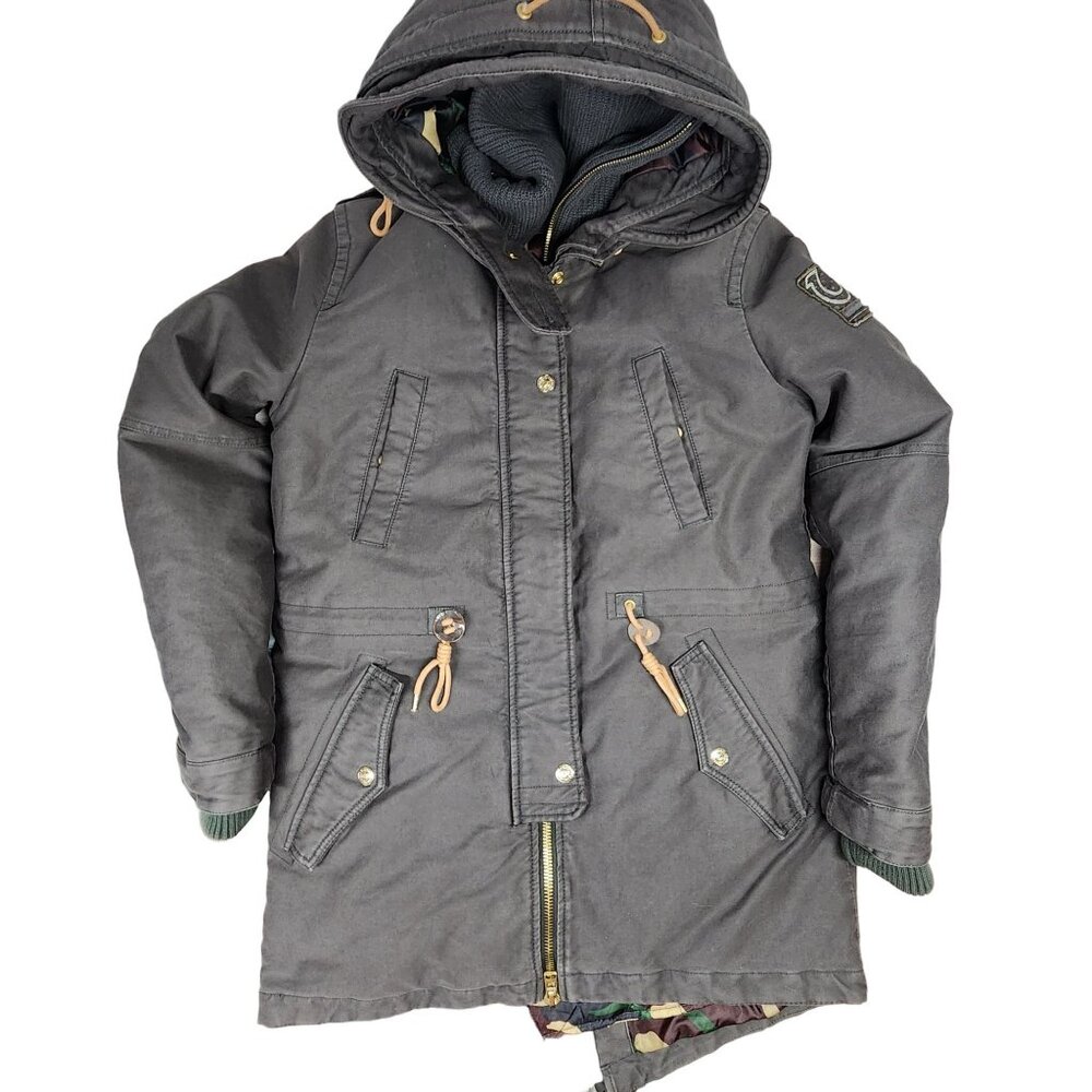 True Religion Dark Khaki Removable Liner Parka, Women's Medium